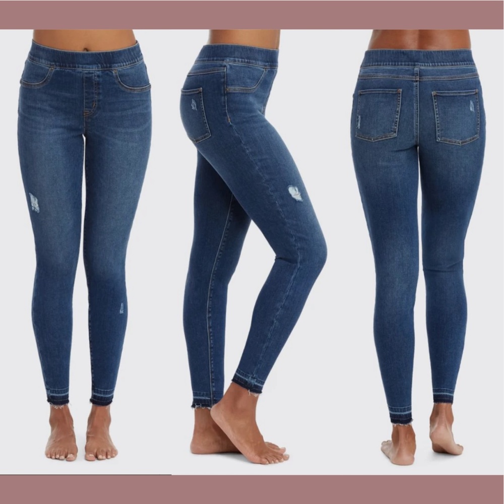 NEW $128 Spanx‎ [ Small ] Distressed Skinny Jeans Medium Wash #Blue